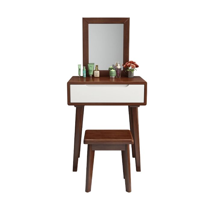 Scandinavian Wooden Makeup Counter Grand Walnut/Natural Vanity Table