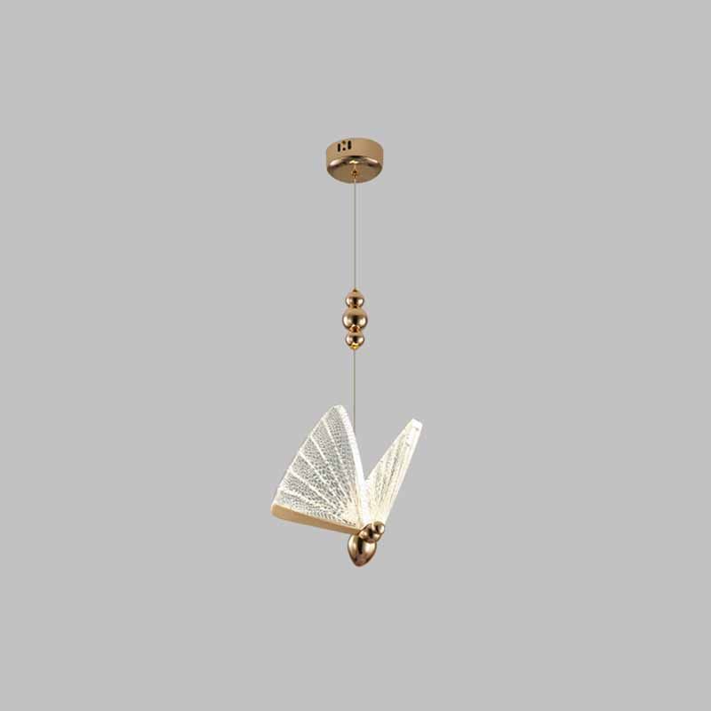 Modern Butterfly Pendant Light Fixture Metal LED Bedroom Pendant Ceiling Light in Clear