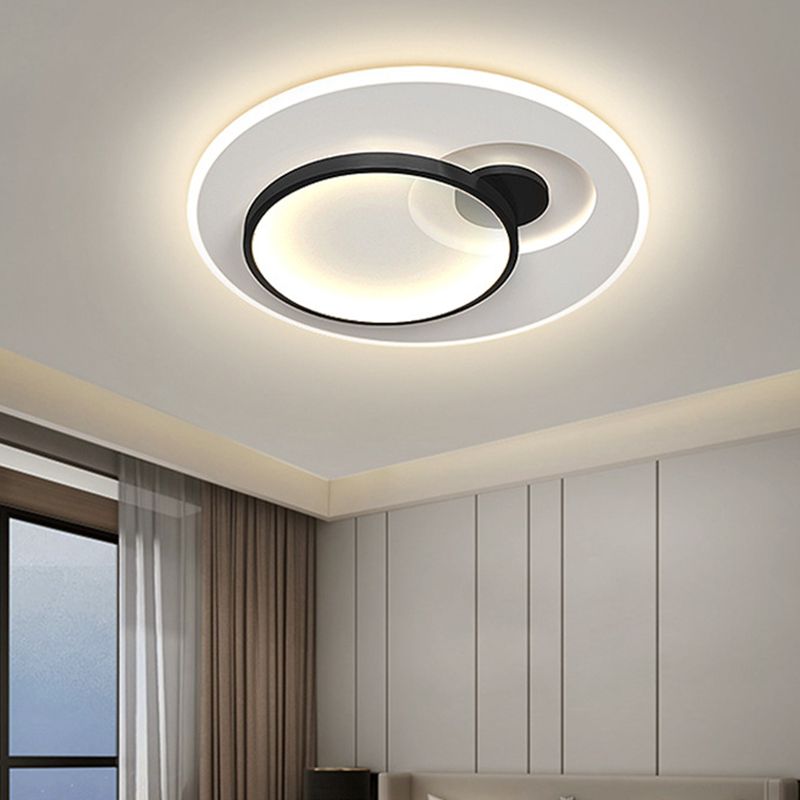 Modern LED Metal Flush Mount Geometric Shape Ceiling Light with Acrylic Shade