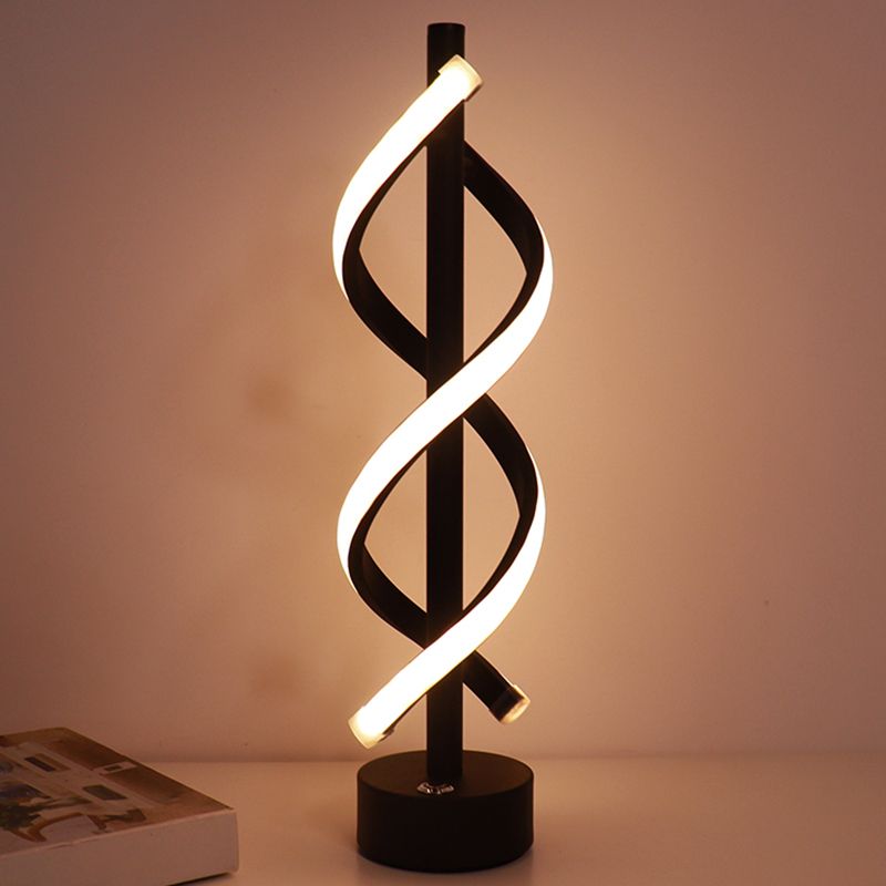 Simplicity Linear Table Lamp Metallic Restaurant Decorative LED Night Light in Black