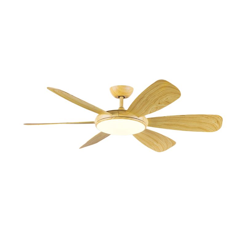 Bleu / bois LED Plafond Fan Lampe de lampe moderniste acrylique rond 6 lames semi-flushmount, 42 "W