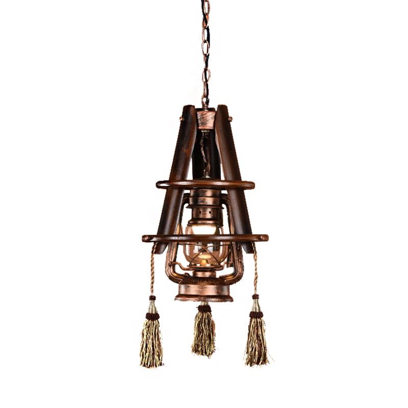 Lantern Dining Room Hanging Light Kit Coastal Clear Glass 1 Light Weathered Copper Pendant Lighting