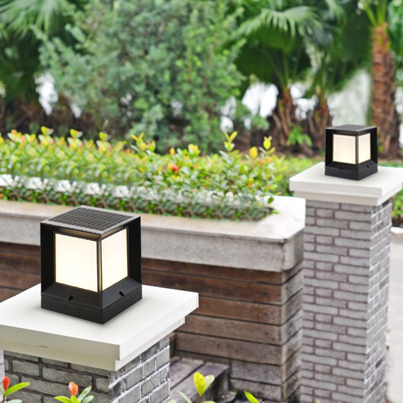 Modern Simple Aluminum Outdoor Light Rectangle Shape Solar Energy Pillar Lamp for Outdoor