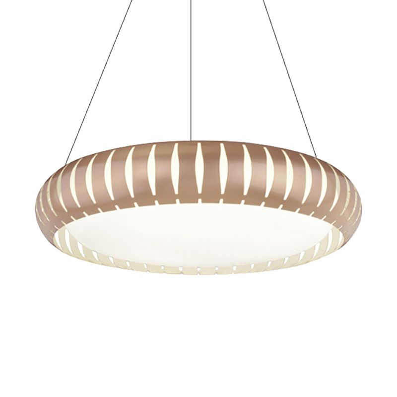 Modern Round Ceiling Pendant Light Metal LED Gold/Black/White Hanging Lamp in Warm/White/Natural Light, 18"/22" Wide