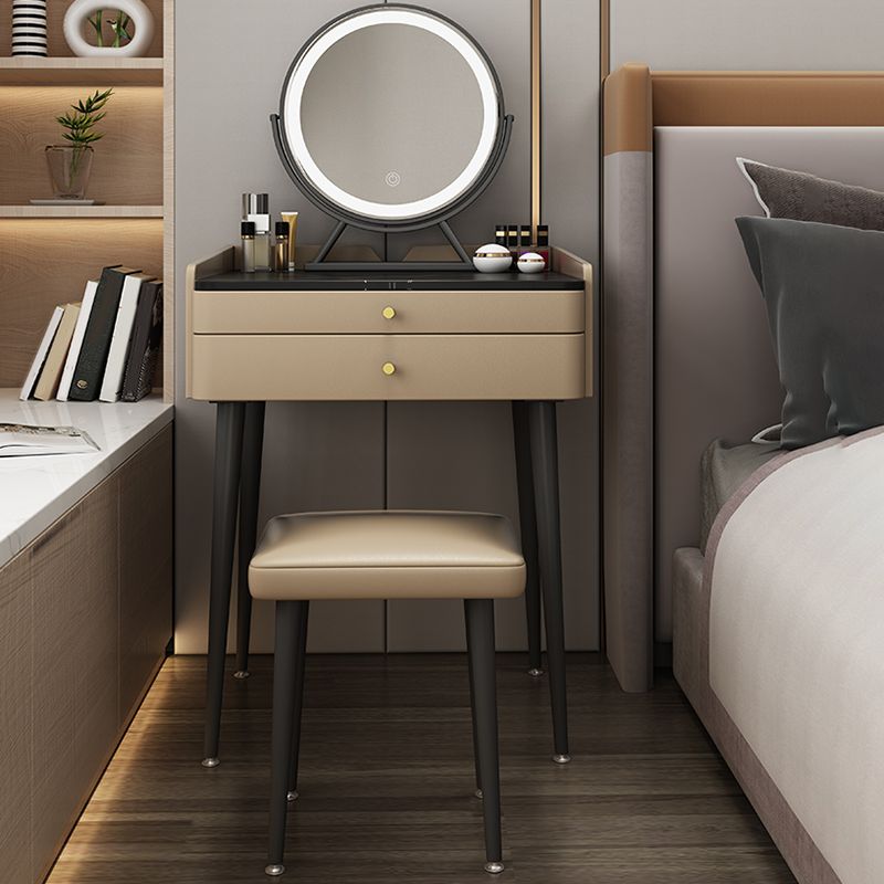 Contemporary Bedroom with Drawer Lighted Mirror Makeup Vanity Desk