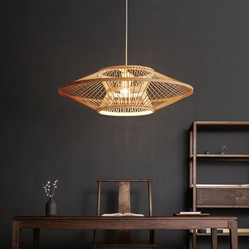 Géométrique Hanging Light Modern Style Wood 1 Light Down Lighting