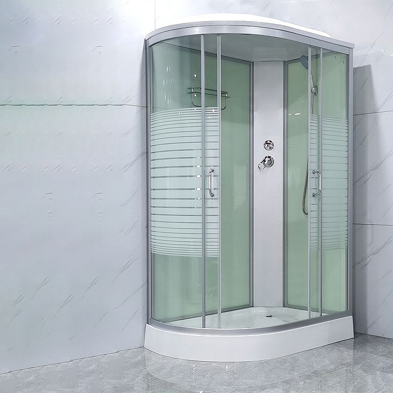 Round Shower Stall Double Sliding Shower Stall with Base Kit