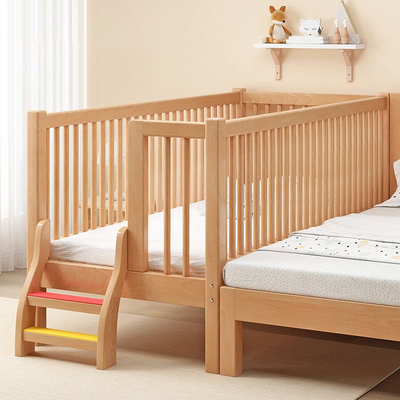 Traditional Solid Wood Nursery Bed Guardrail Washed Natural Baby Crib