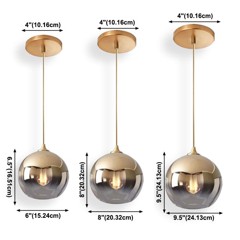 1 Light Globe Shaped Pendant Lamp with Lucency Glass Modern Suspension Lighting Fixture