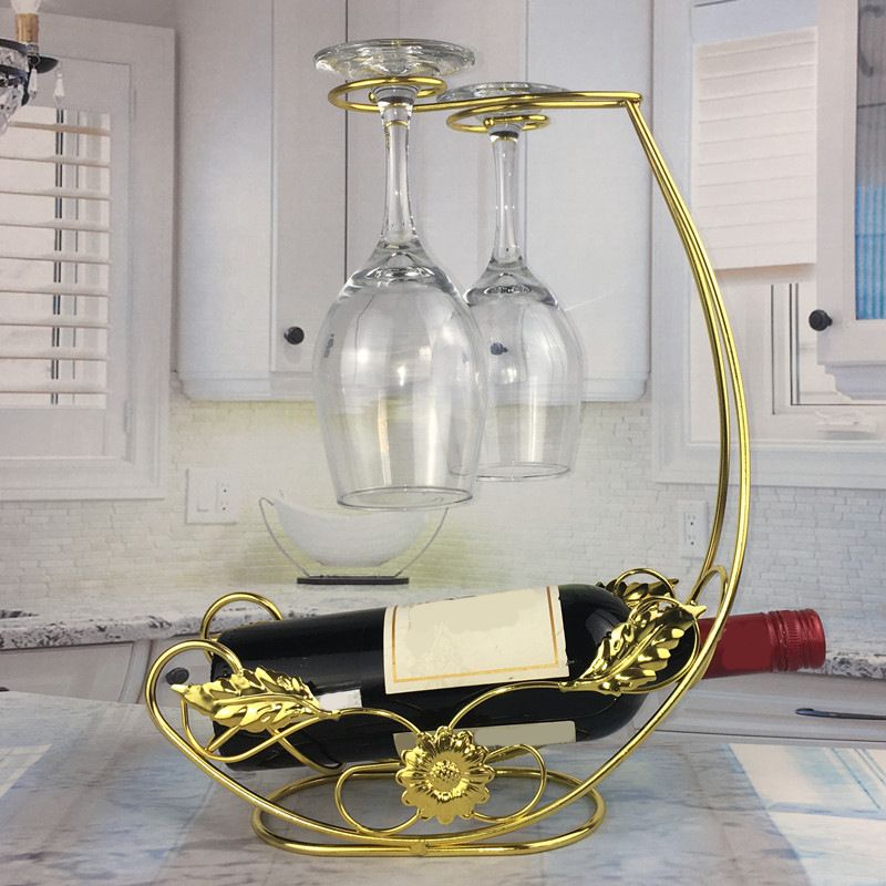 Industrial Metal Wine Rack Free-Stand Tabletop Wine Bottle & Glass Rack