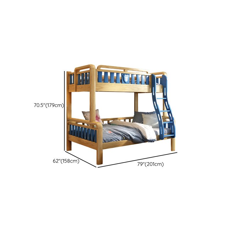 Scandinavian Natural Bunk Bed in Solid Wood with Guardrail Standard Bunk Bed