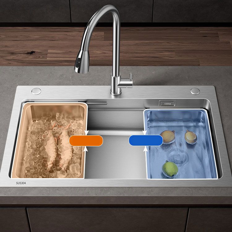 Modern Style Kitchen Sink Drop-In Stainless Steel Noise-cancelling Design Kitchen Sink