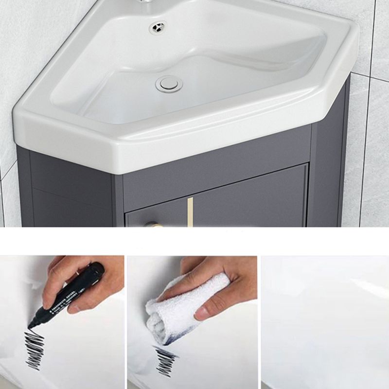 Triangular Vanity Set Single Sink Glam Corner Vanity with Soft Close Door