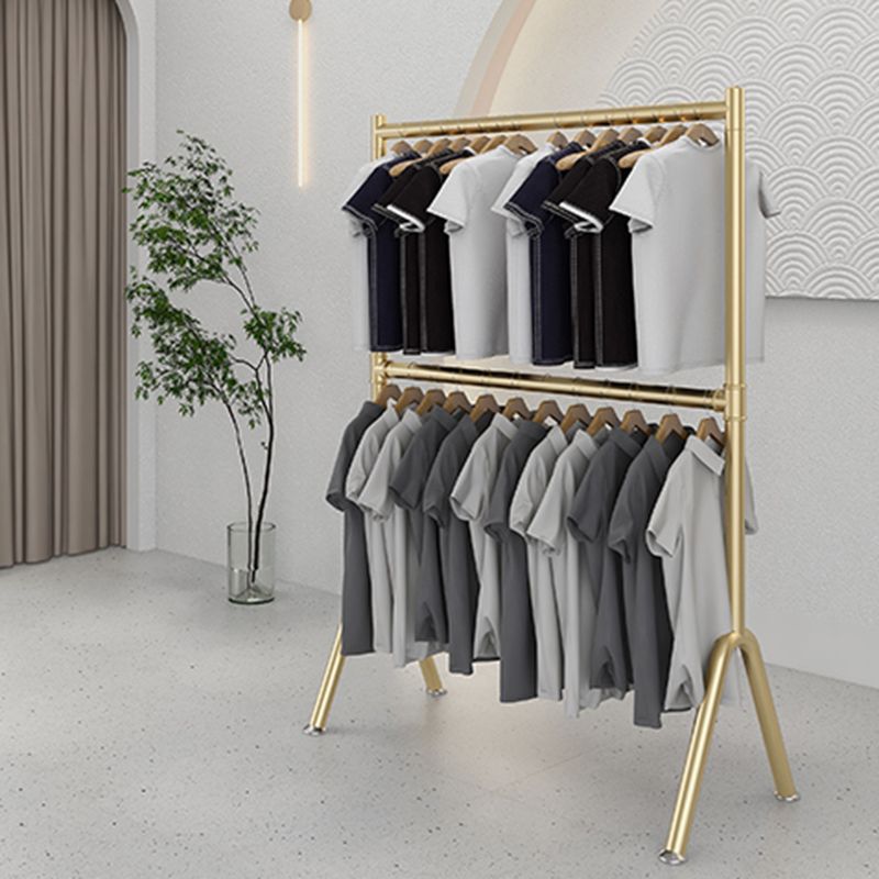 Contemporary Hall Stand Hanging Rails and Castors Metal Framed Coat Hanger