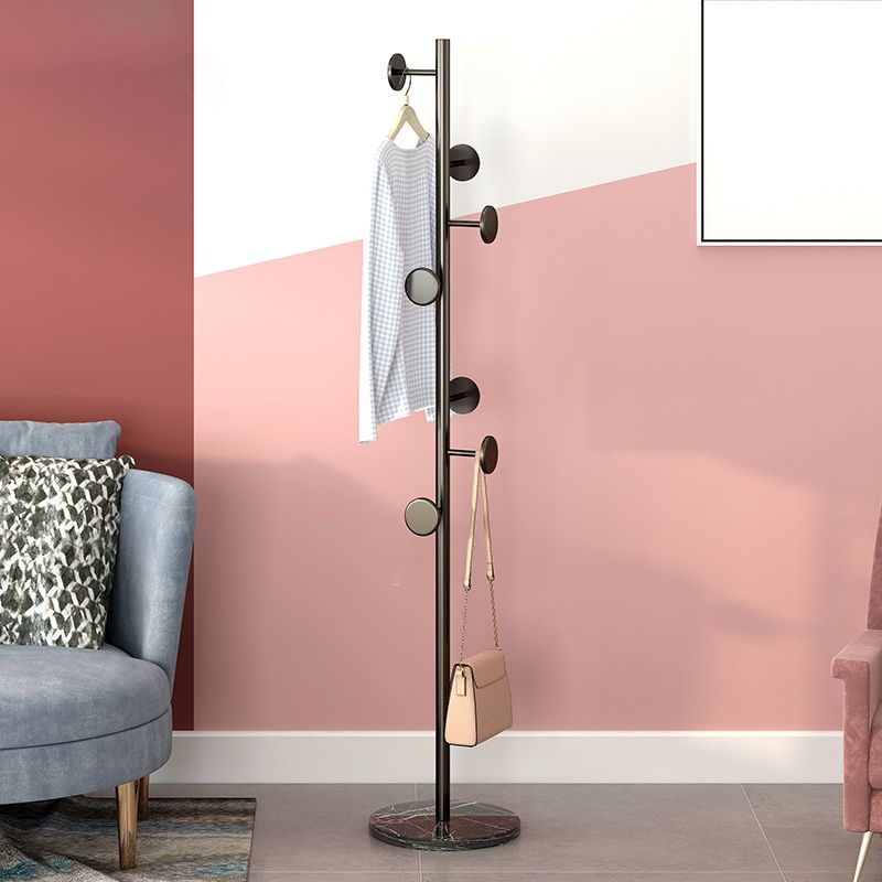 Contemporary Coat Hanger Metal Marble Detached Floor Coat Rack Living Room