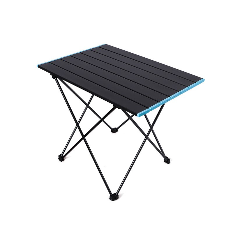 Metal Camping Table Contemporary Black Rectangle Foldable Table