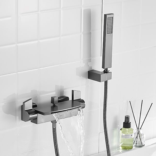 Modern Tub Spout Trim Copper Wall Mounted with Handshower Waterfall Bath Filler