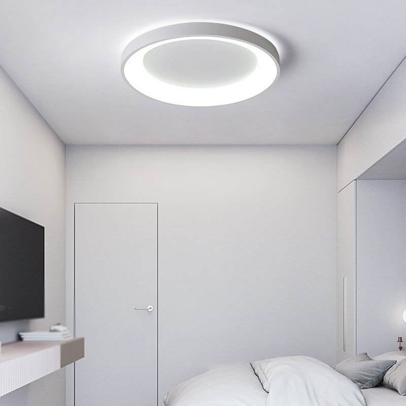 Matte White Flush Metal Contemporary Round LED Ceiling Flush Mount