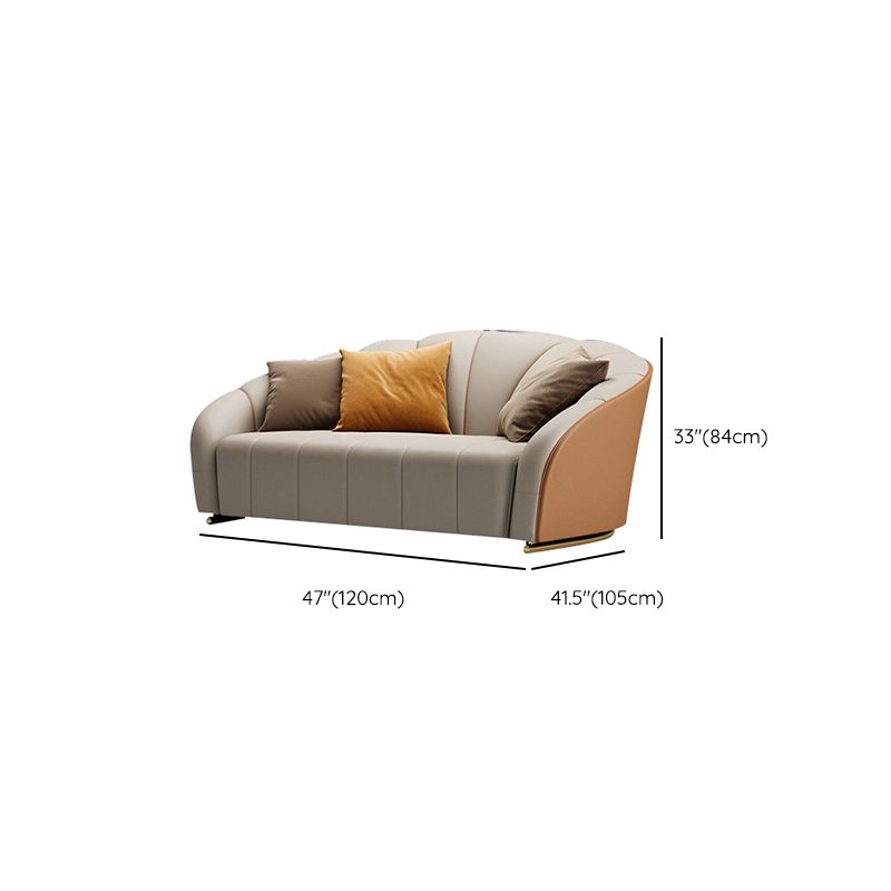 Sloped Arms Sectionals Genuine Leather Sectional Sofa for Living Room