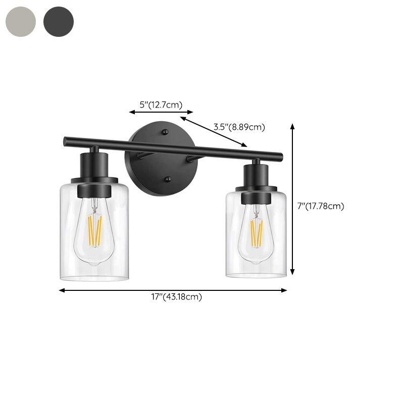 2 / 3 - Light Vanity Light Cylinder Clear Glass Shade Traditional Bathroom Vanity Lighting