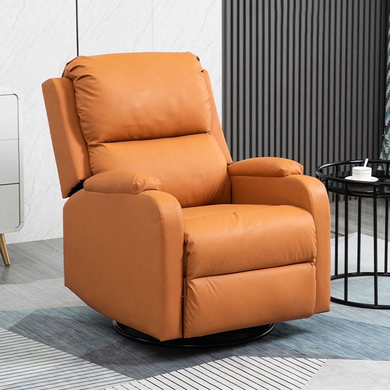 Manial-Push Back Standard Recliner Solid Color Faux Leather Recliner Chair