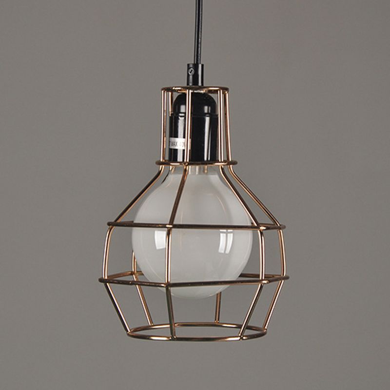 Industrial  Cage Pendant Light Glass 1 Light Pendant Lighting Fixtures