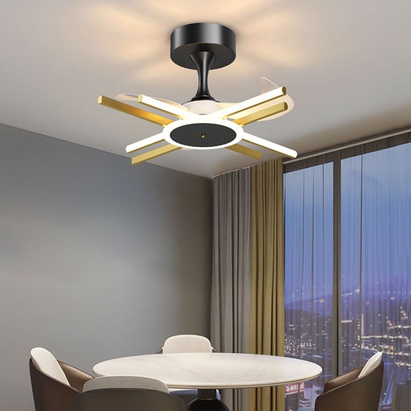 Sphere LED Modern Ceiling Fan Lighting in Black & Gold Contemporary Fan Ceiling