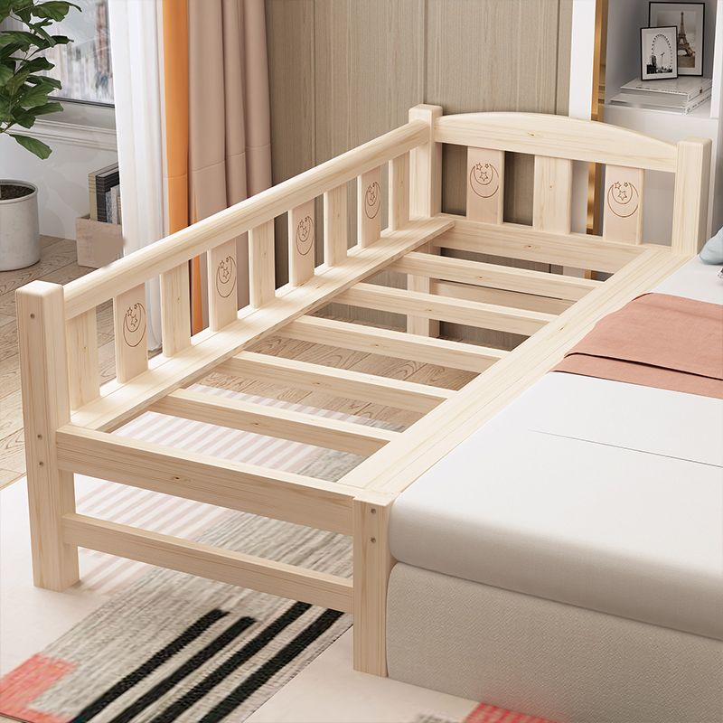 Modern Nursery Crib with Guardrail Washed Natural Wood with Mattress Nursery Bed