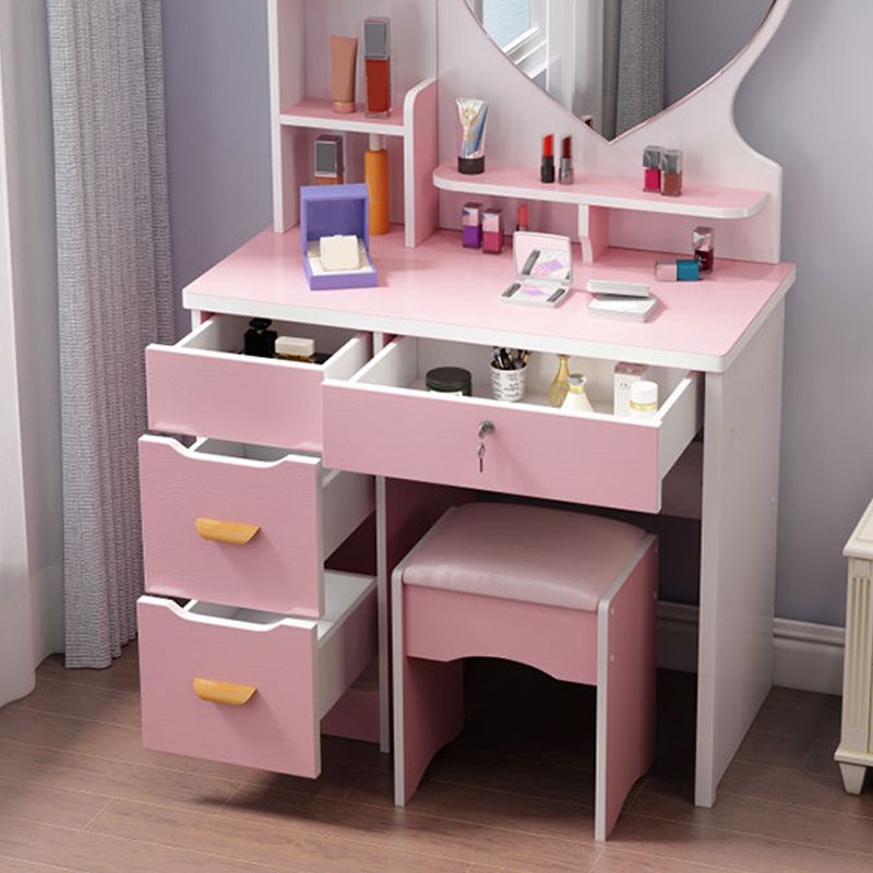 Traditions with Drawer Bedroom Mirror Wooden With Stool Make-up Vanity