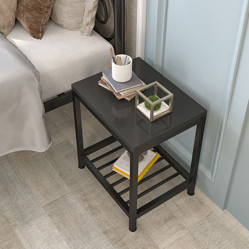 Modern Style with Storage Rack White/black Metal Iron Nightstand