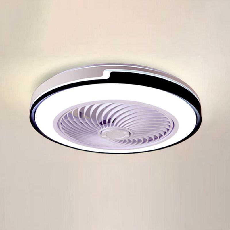 Round Fan Lamp Minimalist Acrylic Bedroom LED Semi-Flush Mount Ceiling Light