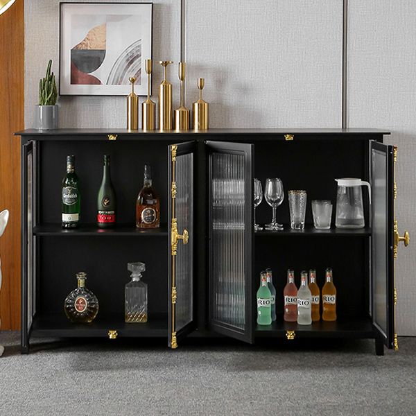 Industrial Glass Doors Curio Cabinet Metal Storage Cabinet with Legs for Living Room