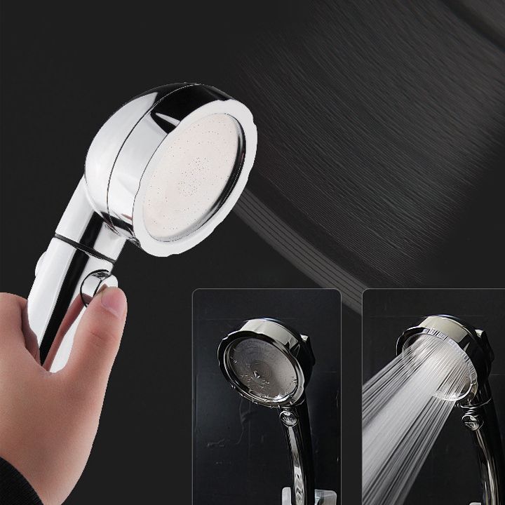 Contemporary Handheld Shower Head Silver 3-Spray Patterns Wall-Mount Showerhead