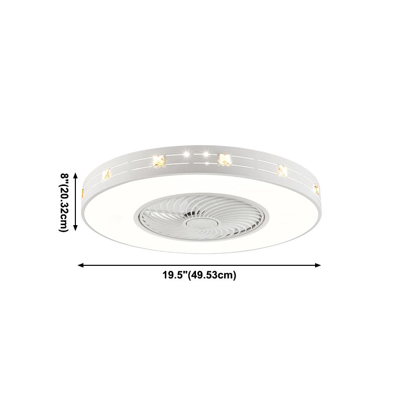 Round Bedroom Ceiling Fan Light Metal LED Simple Close to Ceiling Lighting