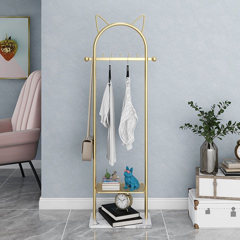 Modern Metal Hall Stand with Hooks Storage Shelf Coat Hanger