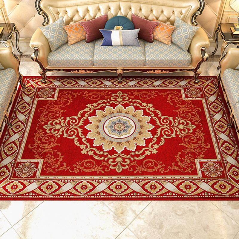 Shabby Chic Flower Rug Multi Colored Synthetics Area Carpet Non-Slip Backing Stain-Resistant Washable Area Rug for Parlor