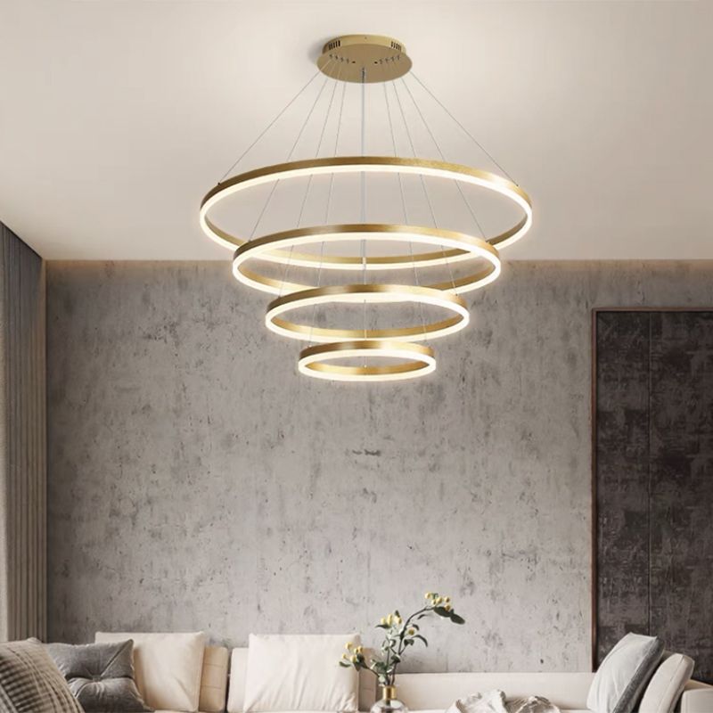 Metal Multi-Tier Chandelier Pendant Light Simple LED Hanging Light Fixture