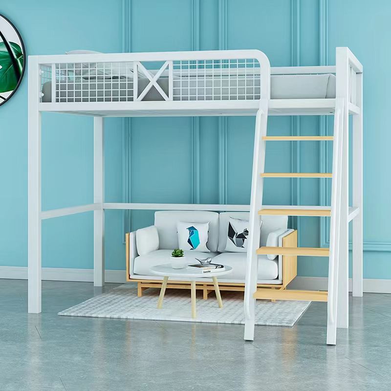 Metal Loft Bed Contemporary Kids Bed with Open Frame Headboard