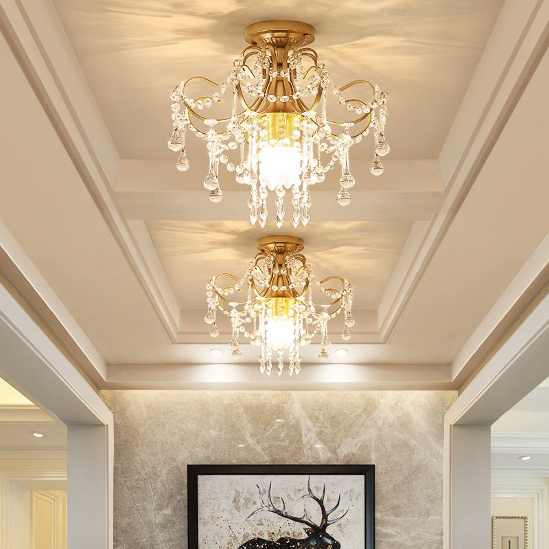 Creative Crystal Ceiling Light Household Flush Mount Light Fixture for Bedroom