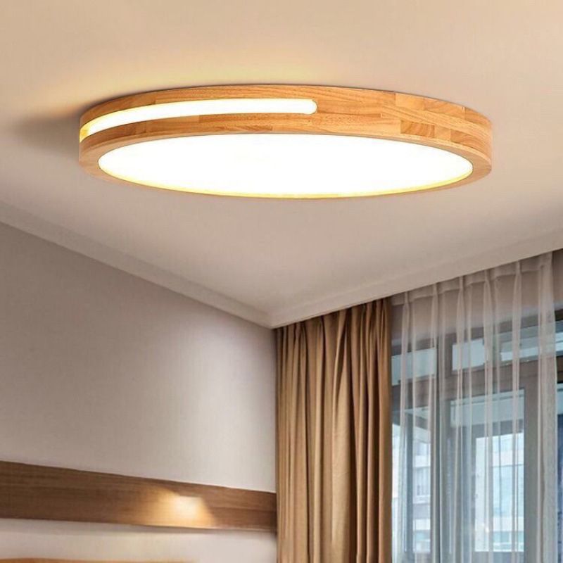 1 Light Geometric Flush Mount Contemporary Wood Ceiling Light