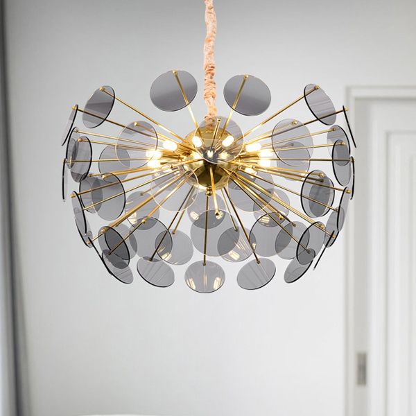 Nordic Sputnik Chandelier Pendant Light Acrylic LED Hanging Pendant Lamp in Smoke Gray