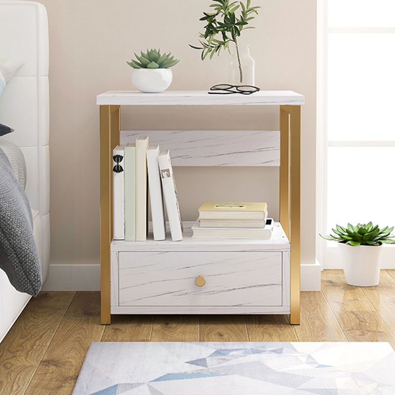 Contemporary Night Table Solid Wood Nightstand with Drawers ,19.7" Tall