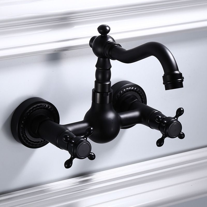 Black Wall Mounted Bathroom Faucet American Classic Widespread Sink Faucet