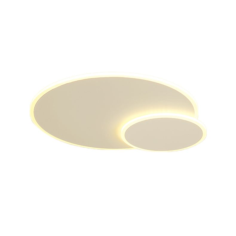 Circle Shape Ceiling Light Metal Flush Mount with Silicone Shade in White for Living Room