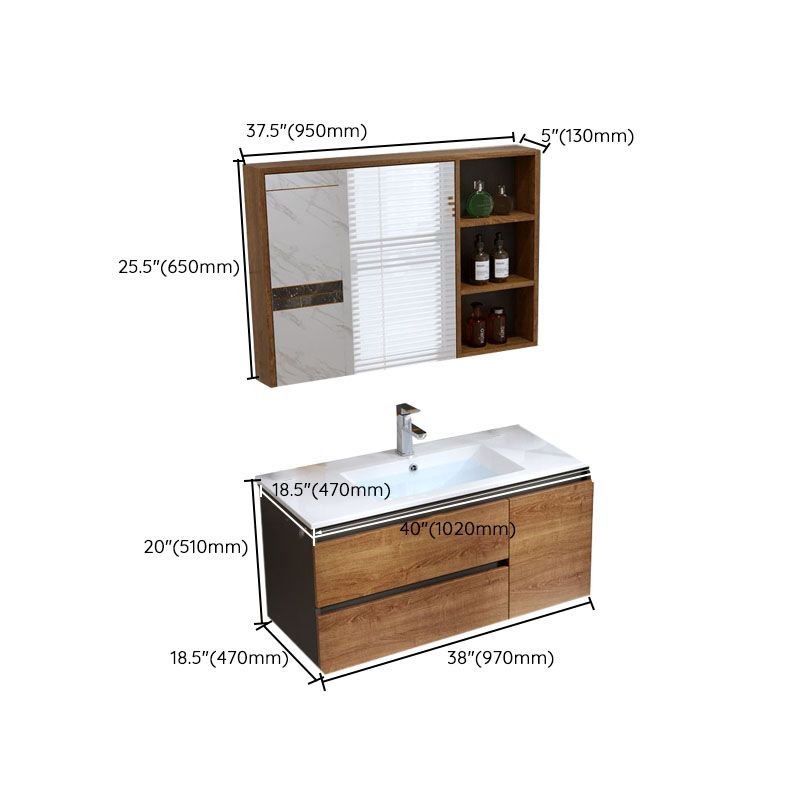 Traditional Sink Vanity Wooden Vanity Cabinet with Mirror Cabinet
