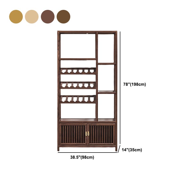 Mid-Century Modern Elm Wine Rack Solid Wood Wine Rack with Shelf