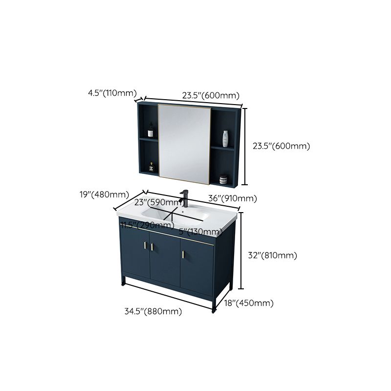 Bathroom Sink Vanity Rectangular Doors Drawers Faucet Vanity Sink with Mirror