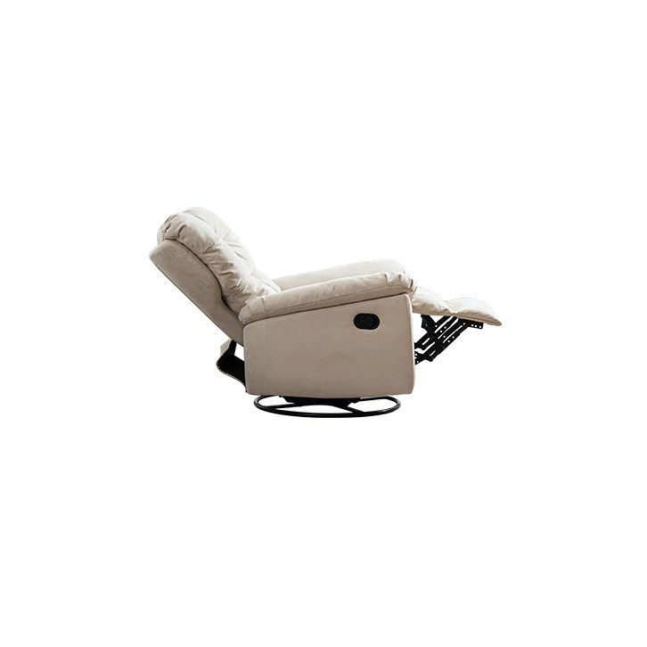 Swivel Rocker Standard Recliner Solid Color Faux Leather Recliner Chair with Tufted Back