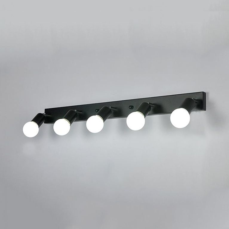 3/4 cabezas de iluminación de tocador de dormitorio con bombilla expuesta de estilo simple metal en blanco/blanco Lámpara de apliques de pared