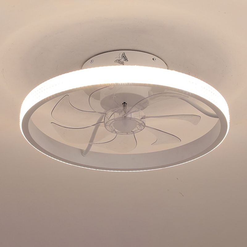 7-Blade Contemporary Ceiling Fan White/Black LED Fan with Light for Foyer